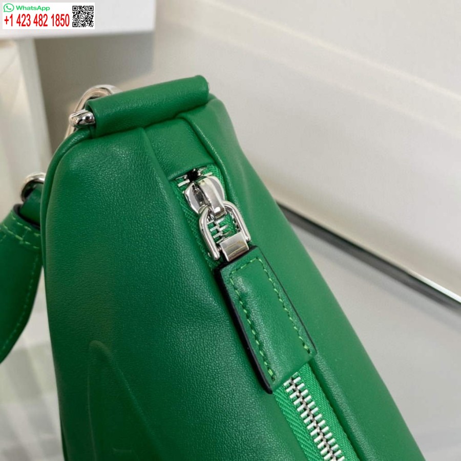 Replica Prada Leather Prada Triangle shoulder bag 1BH190 Green