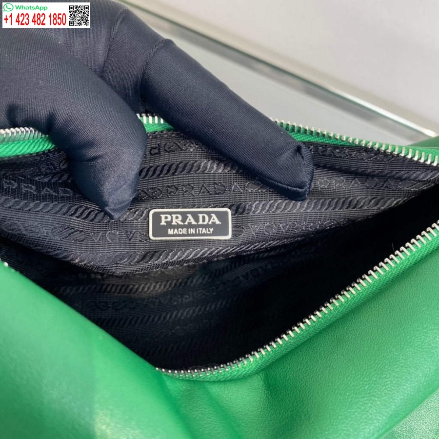 Replica Prada Leather Prada Triangle shoulder bag 1BH190 Green