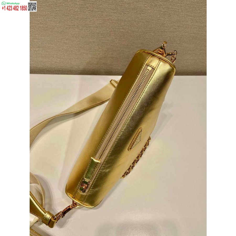 Réplica Prada Couro Prada Bolsa De Ombro Triangular 1bh190 Ouro