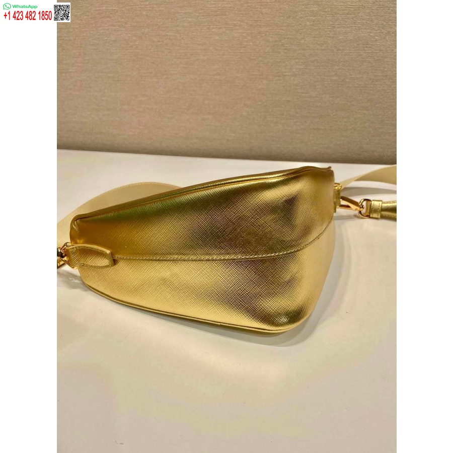 Réplica Prada Couro Prada Bolsa De Ombro Triangular 1bh190 Ouro