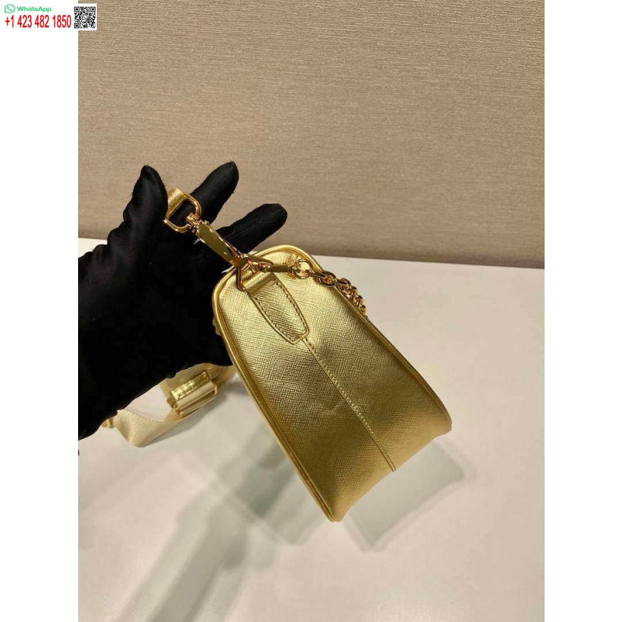 Réplica Prada Couro Prada Bolsa De Ombro Triangular 1bh190 Ouro