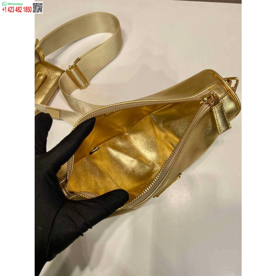 Réplica Prada Couro Prada Bolsa De Ombro Triangular 1bh190 Ouro