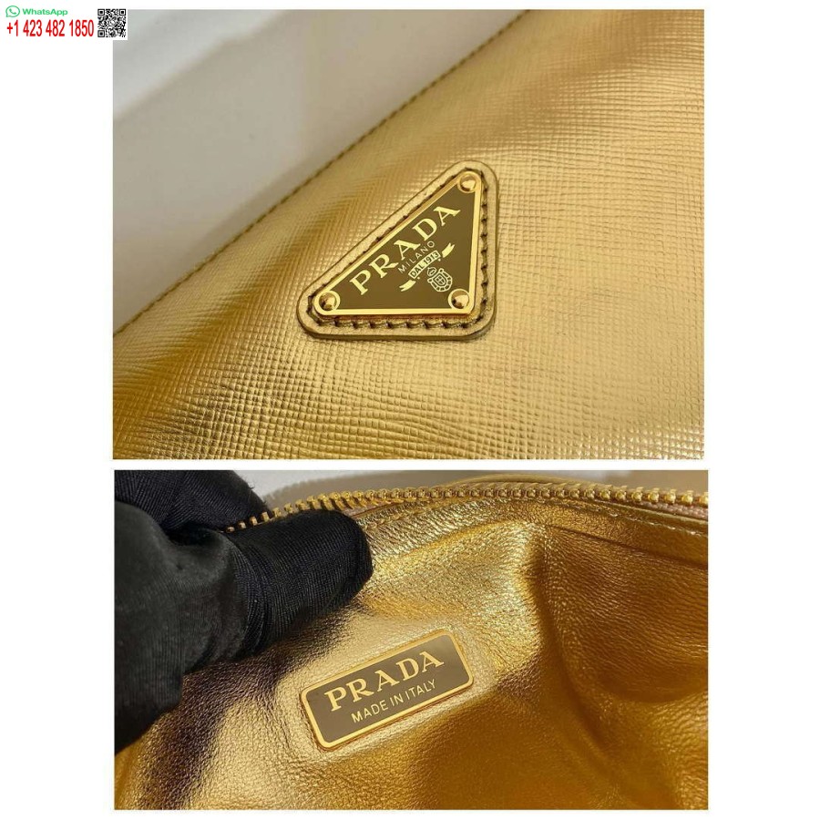 Réplica Prada Couro Prada Bolsa De Ombro Triangular 1bh190 Ouro
