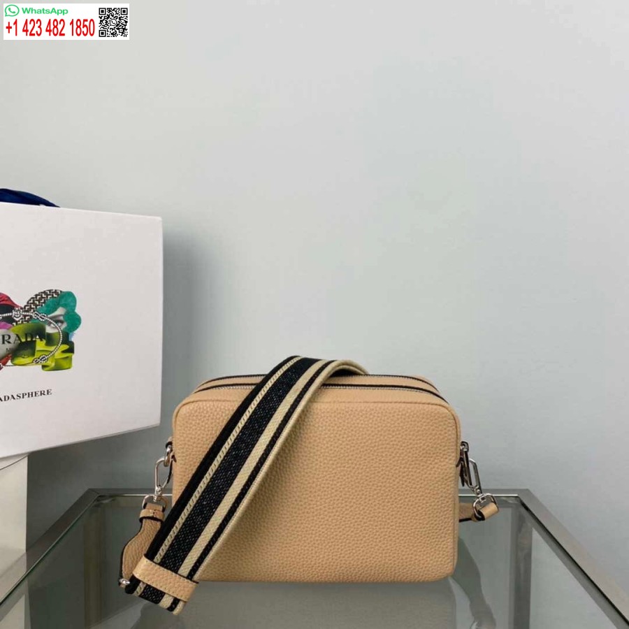 Replica Prada Leather bag with shoulder strap 1BH082 Apricot