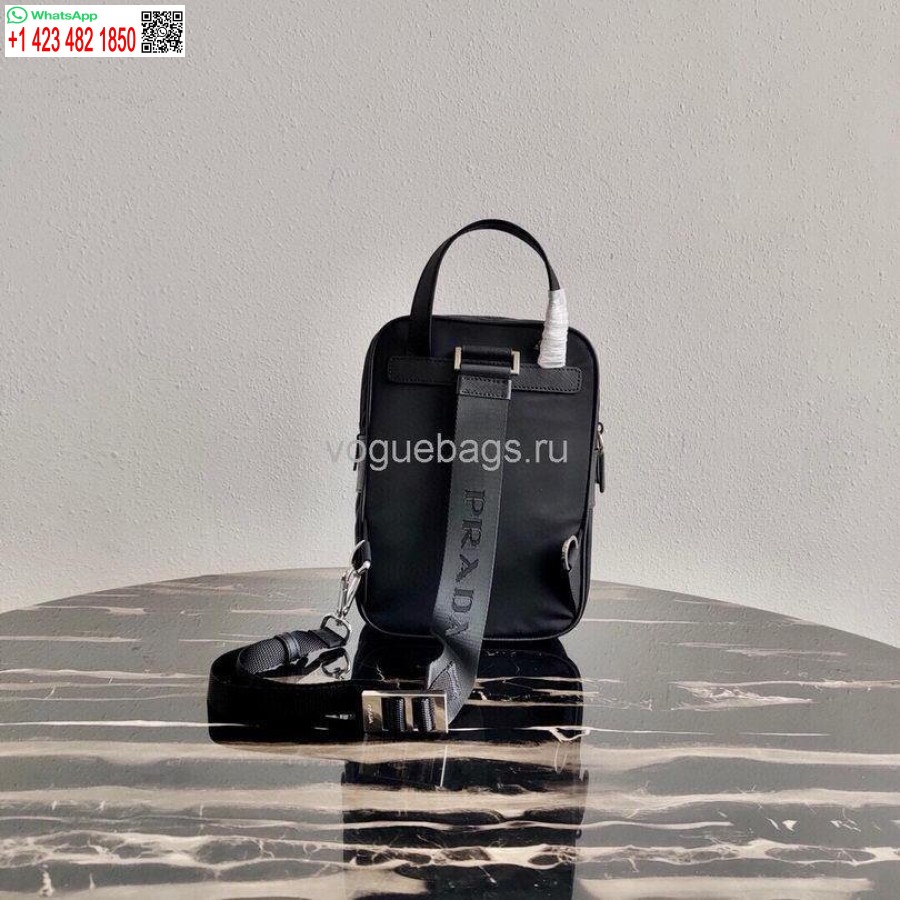 Réplica De Bolso Mochila De Nailon Prada 2vz026 En Negro
