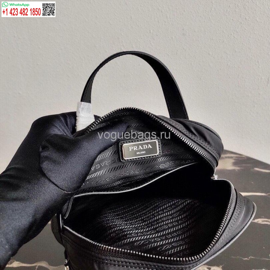 Réplica De Bolso Mochila De Nailon Prada 2vz026 En Negro