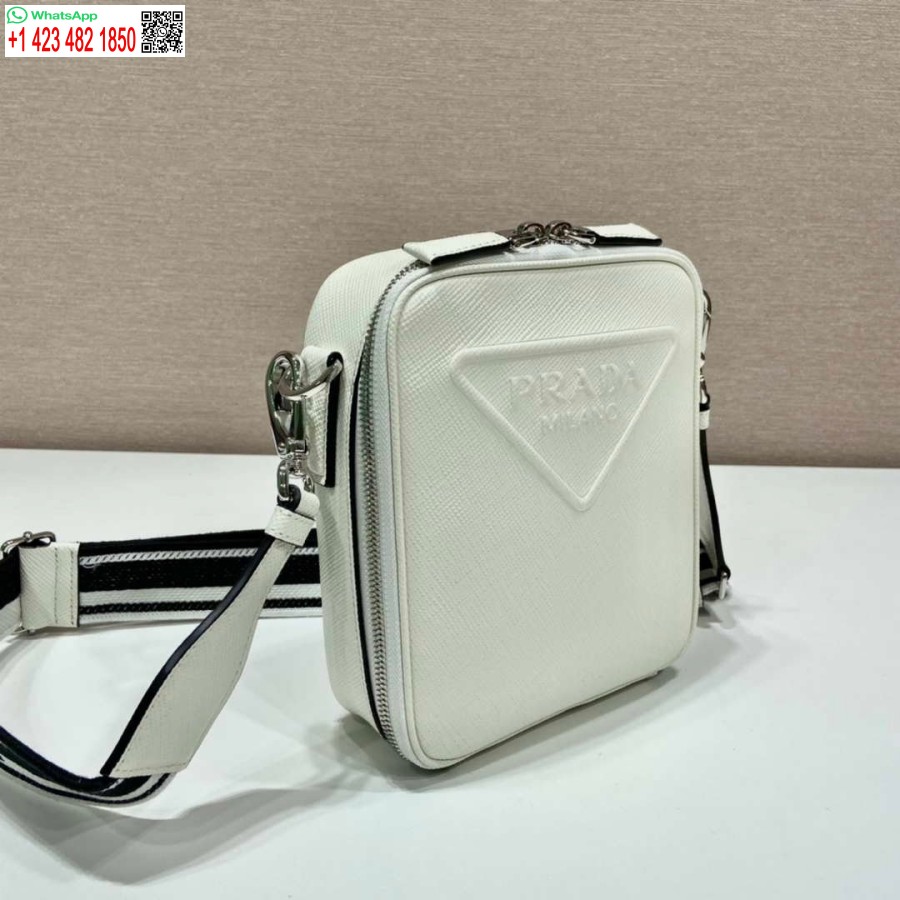 Replica Prada 2VH154 Saffiano leather shoulder bag White