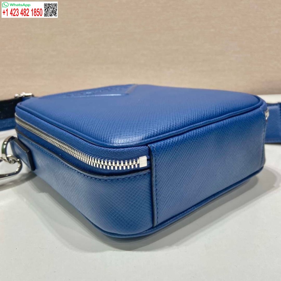 Réplica Prada 2vh154 Bolsa De Ombro De Couro Saffiano Azul