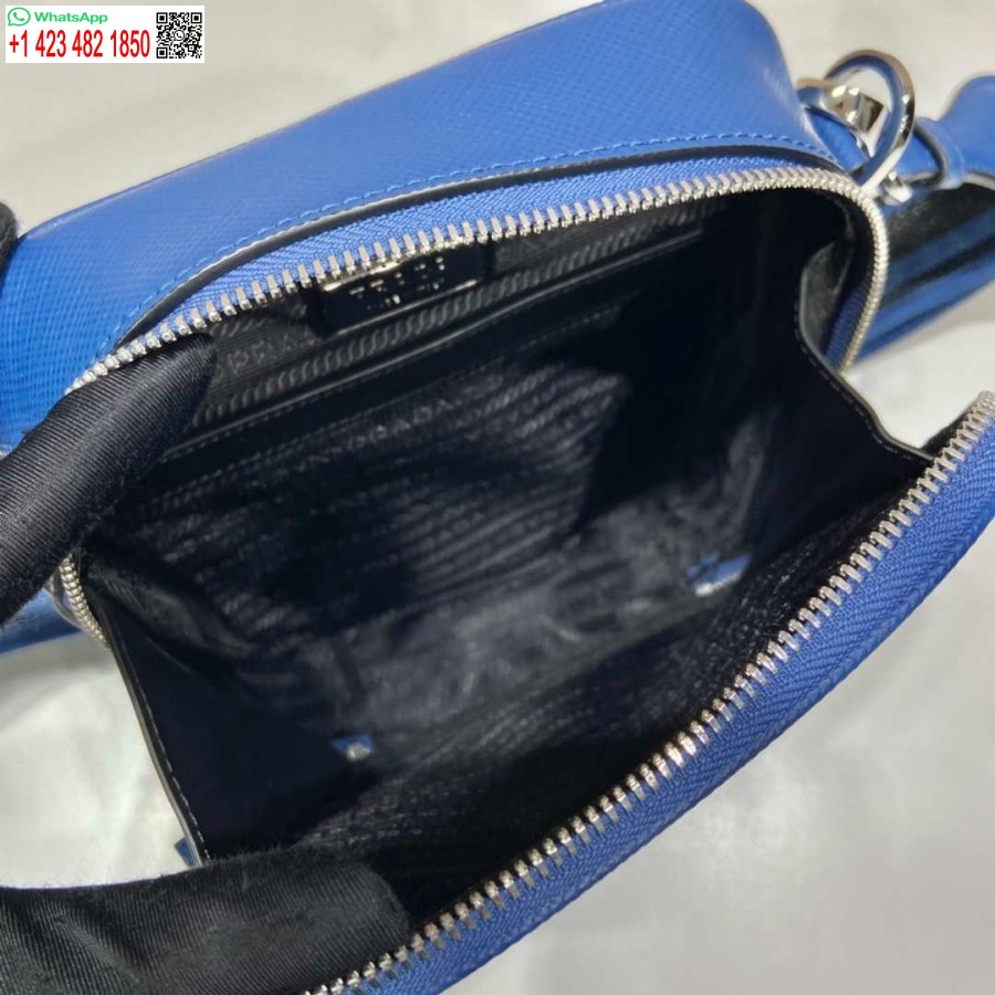Réplica Prada 2vh154 Bolsa De Ombro De Couro Saffiano Azul