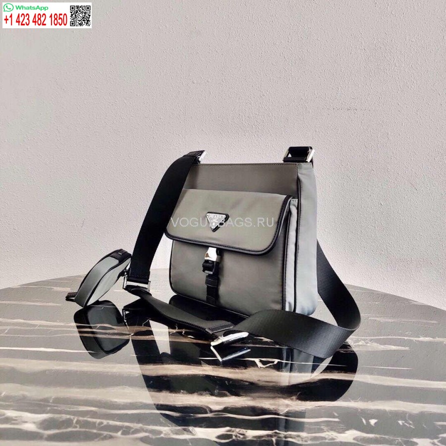 Replica Prada 2VH110 Nylon Cross Body Bag Gray