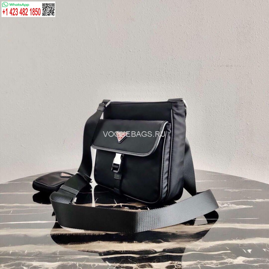 Replica Prada 2VH110 Nylon Cross Body Bag Black