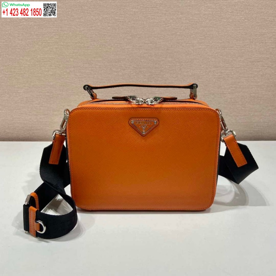 Replica Prada 2vh069 Brique Saffiano Nahkalaukku Oranssi