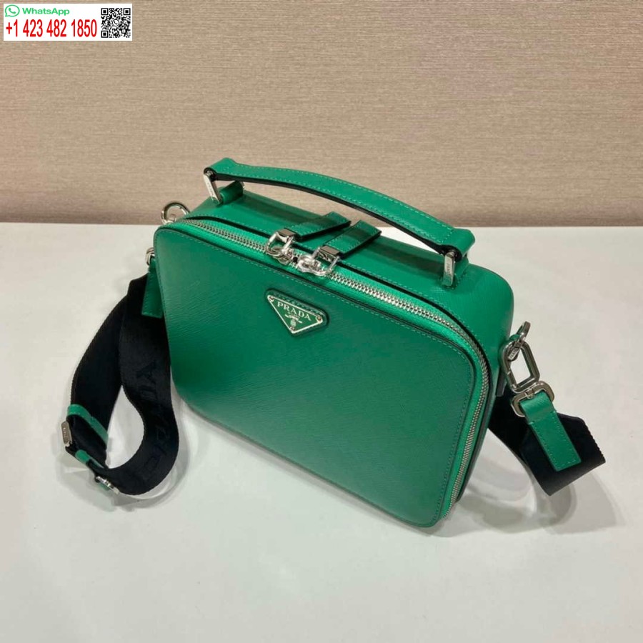 Replika Prada 2vh069 Brique Saffiano Deri Çanta Yeşil