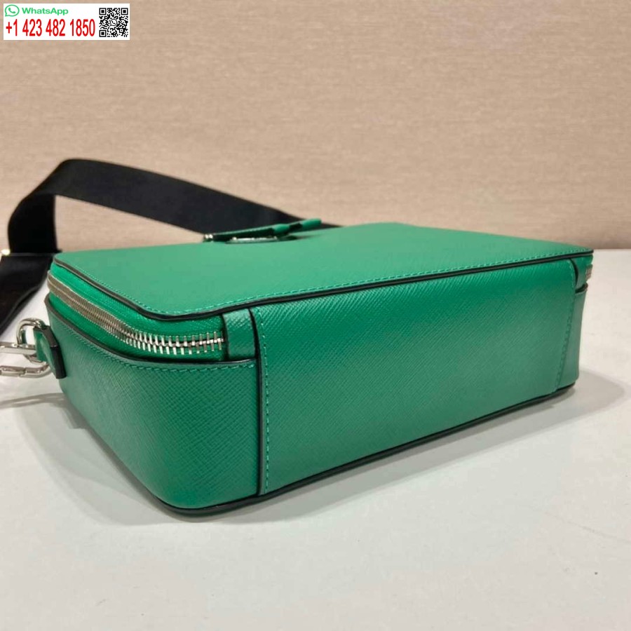 Replika Prada 2vh069 Brique Saffiano Deri Çanta Yeşil