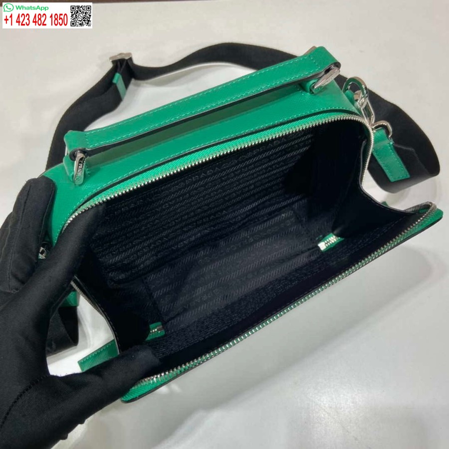 Replika Prada 2vh069 Brique Saffiano Deri Çanta Yeşil