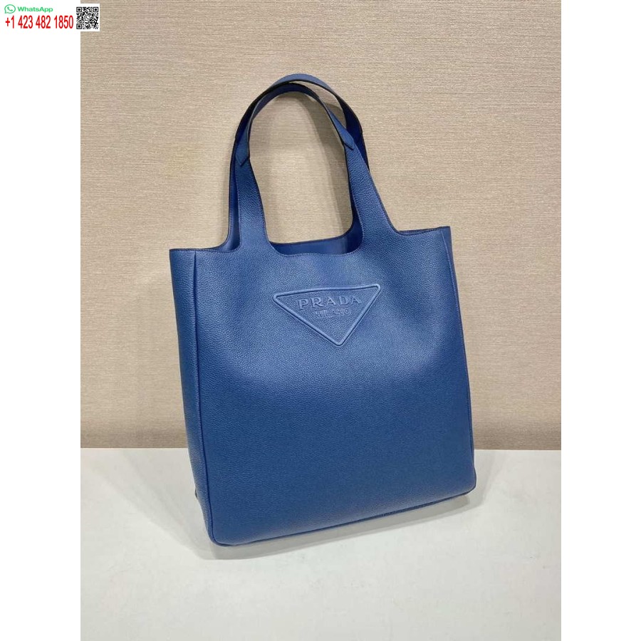 Replica Prada 2VG092 Leather Tote Shoulder Bags Blue
