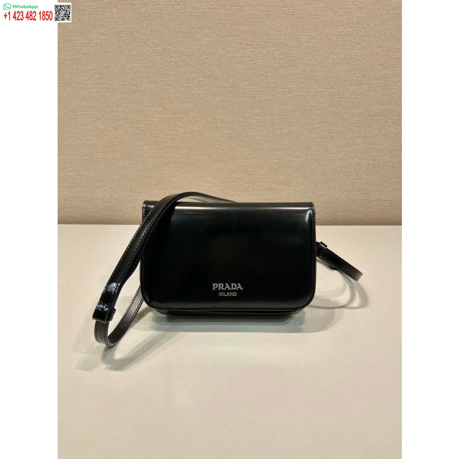Replica Prada 2VD061 Black Brushed Leather Mini-bag With Shoulder Strap Black