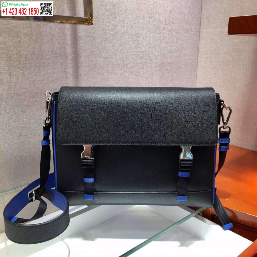 Replica Prada 2VD018 Shoulder Bag Men Black and Blue