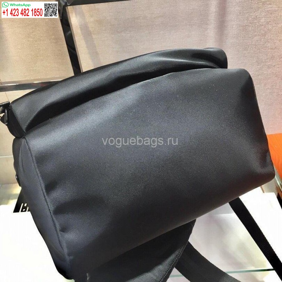 Réplica Prada 2v066 Tessuto Zainetto Mochila De Nailon Y Cuero En Negro