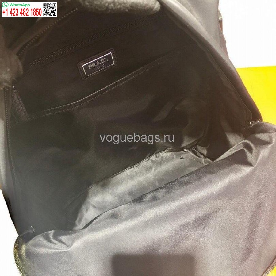 Réplica Prada 2v066 Tessuto Zainetto Mochila De Nailon Y Cuero En Negro