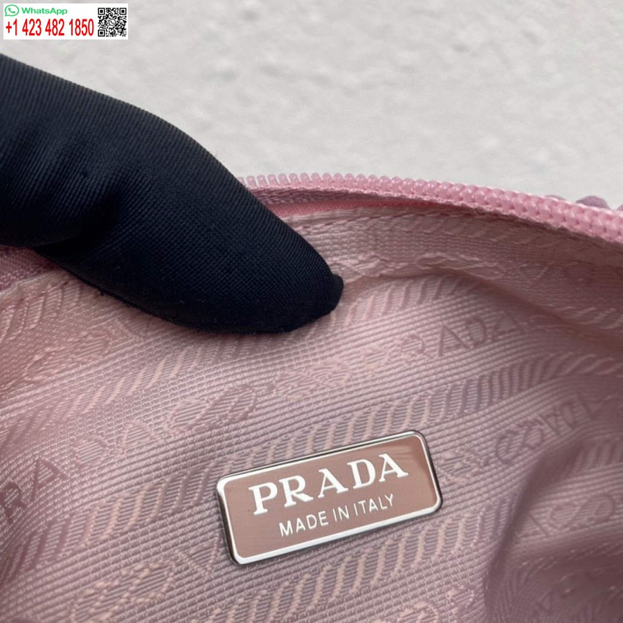 Réplica Prada 1ne515 Mini-bolsa De Cetim Com Cristais Artificiais Rosa