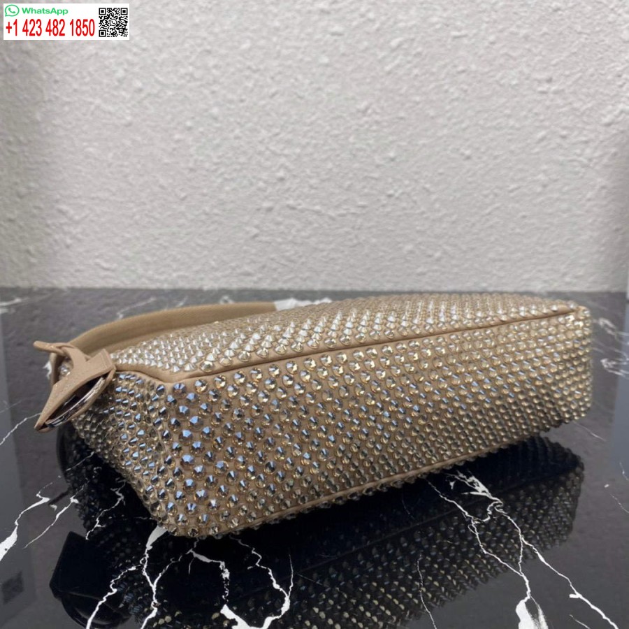 Réplica Prada 1ne515 Mini-bolsa De Cetim Com Cristais Artificiais Damasco