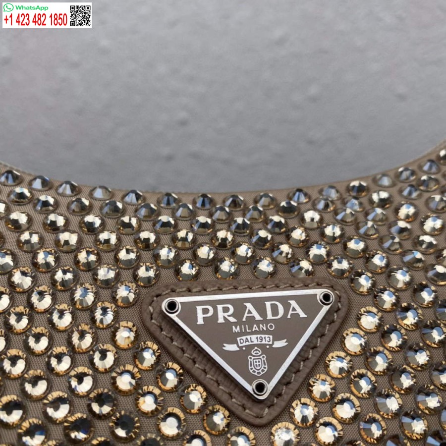 Réplica Prada 1ne515 Mini-bolsa De Cetim Com Cristais Artificiais Damasco