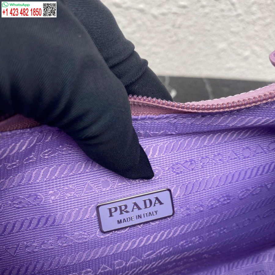 Replika Prada 1ne515 Pakartotinis Leidimas 2000 Blizgučiais Iš Naujo Nailono Purpurinis Mini Krepšys