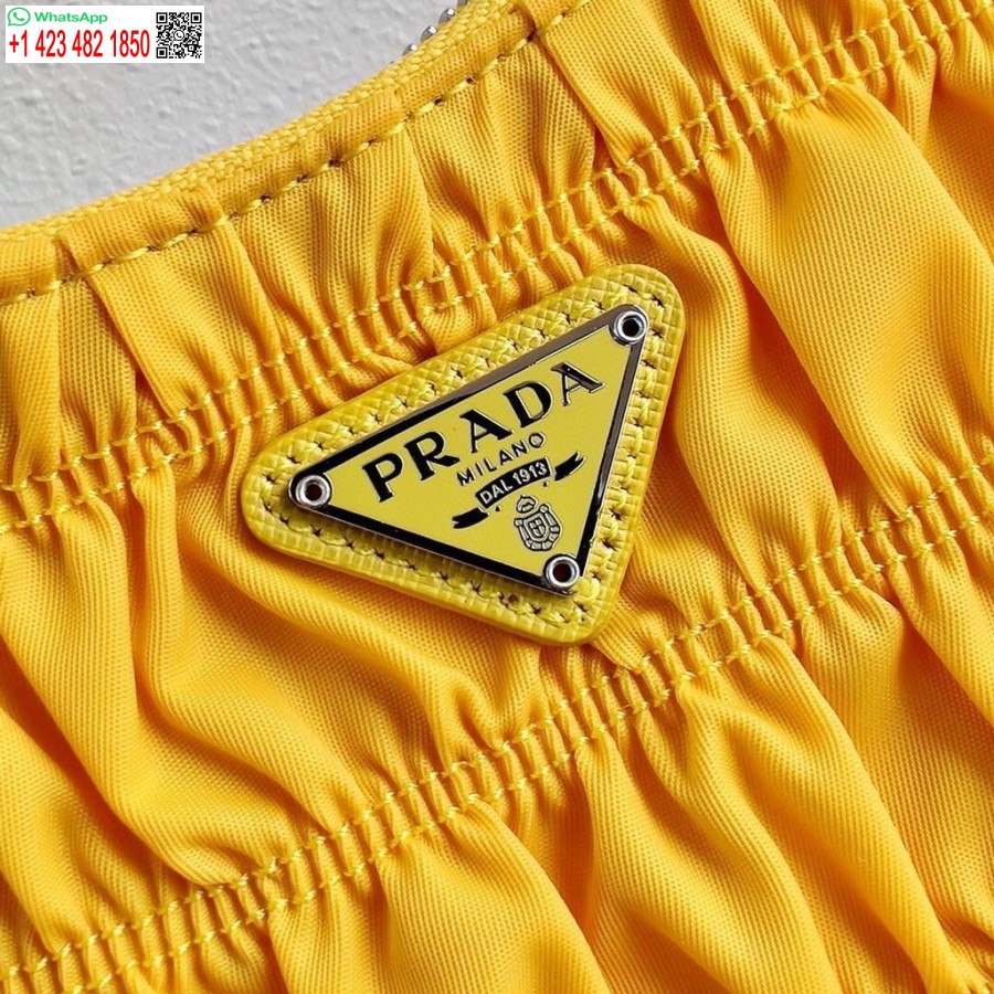 Sarı çoğaltma Prada 1ne204 Prada Naylon Ve Saffiano Deri Mini çanta