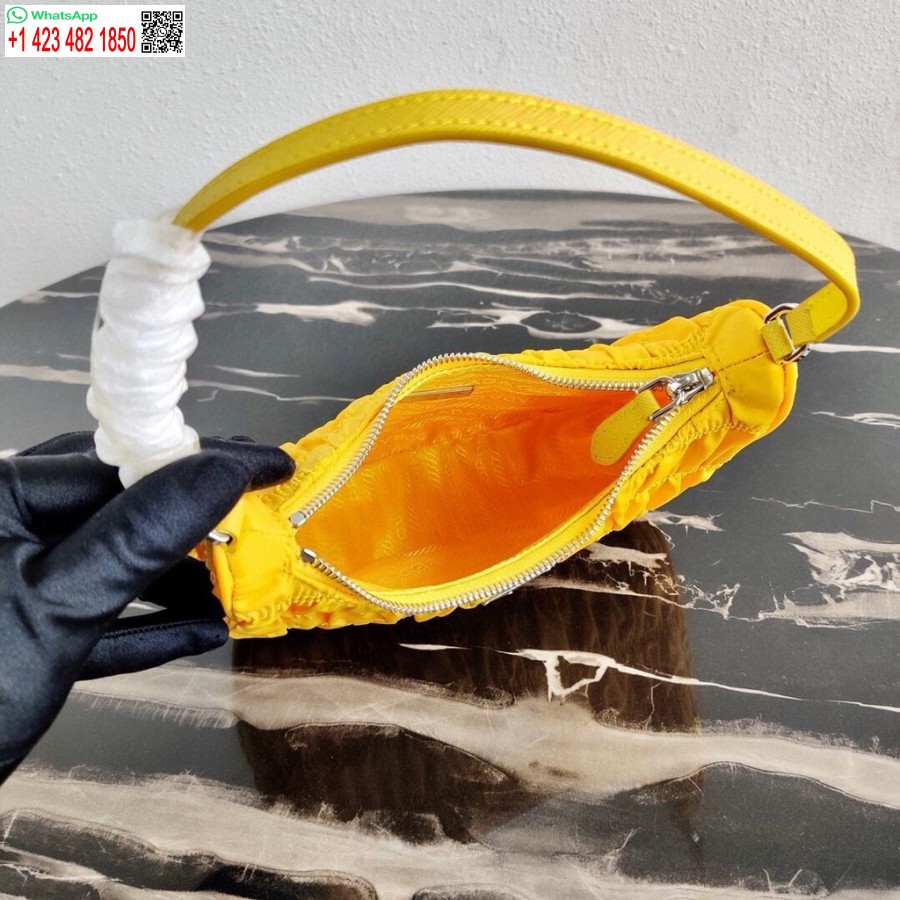 Sarı çoğaltma Prada 1ne204 Prada Naylon Ve Saffiano Deri Mini çanta