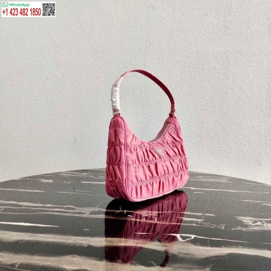 çoğaltma Prada 1ne204 Prada Naylon Ve Pembe Saffiano Deri Mini çanta