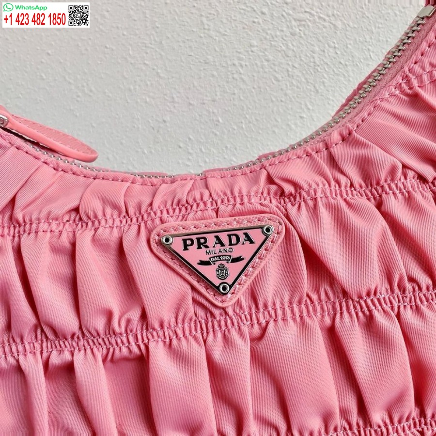 çoğaltma Prada 1ne204 Prada Naylon Ve Pembe Saffiano Deri Mini çanta