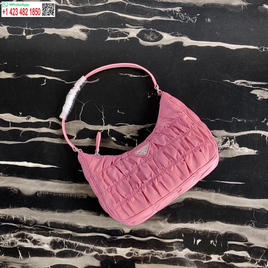 çoğaltma Prada 1ne204 Prada Naylon Ve Pembe Saffiano Deri Mini çanta