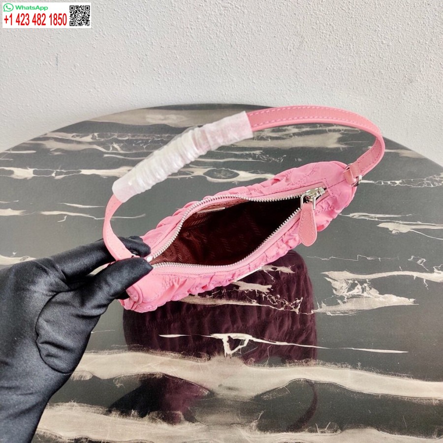 çoğaltma Prada 1ne204 Prada Naylon Ve Pembe Saffiano Deri Mini çanta