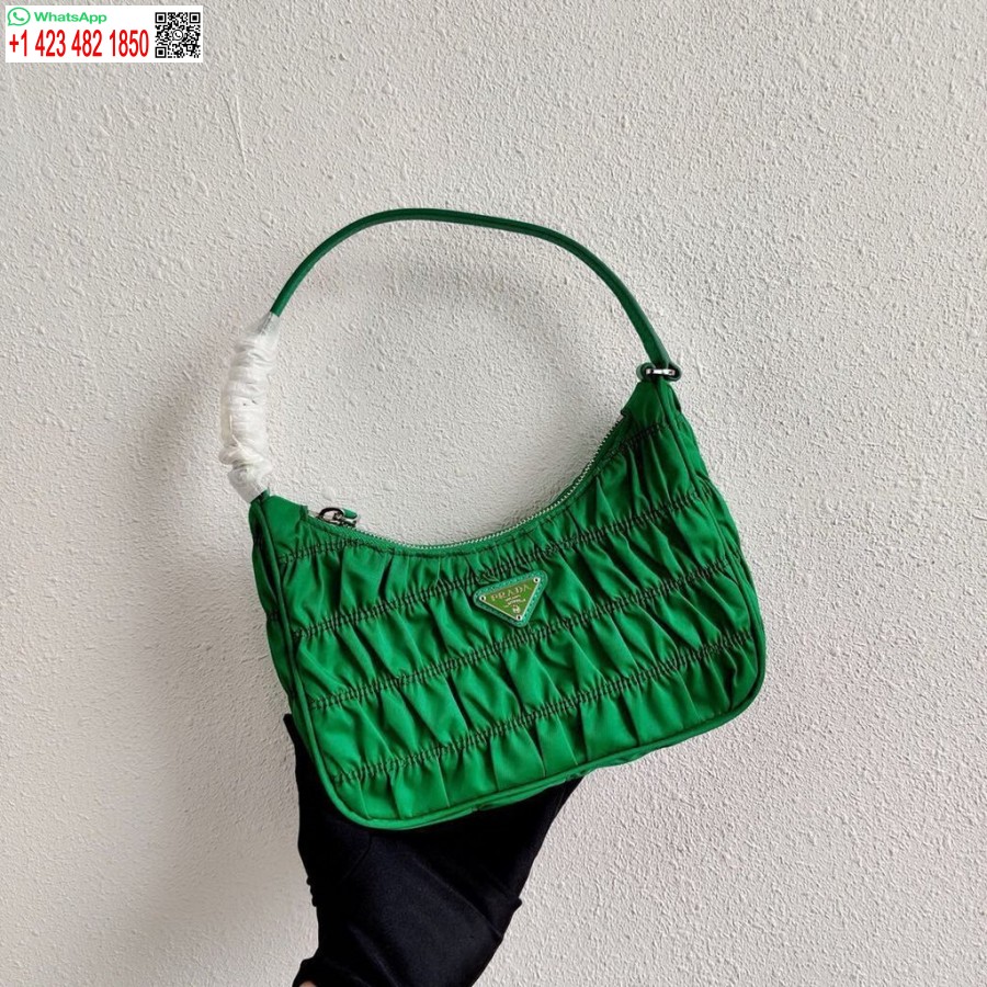 Replica Prada 1NE204 Prada Nylon and Saffiano Leather Mini Bag in Green