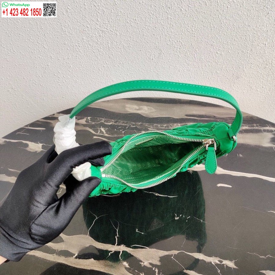 Replica Prada 1NE204 Prada Nylon and Saffiano Leather Mini Bag in Green