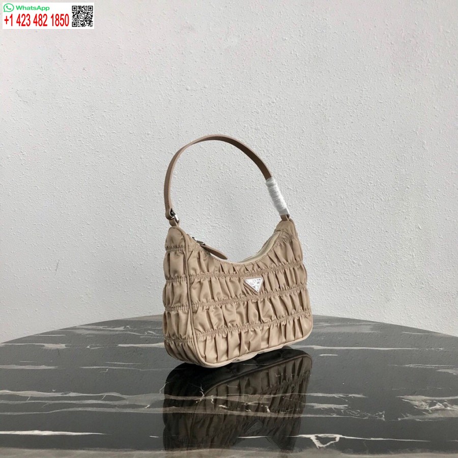 Replica Prada 1NE204 Prada Nylon and Saffiano Leather Mini Bag in Apricot