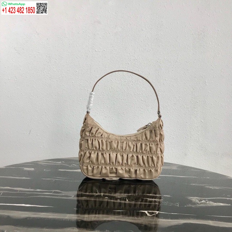 Replica Prada 1NE204 Prada Nylon and Saffiano Leather Mini Bag in Apricot