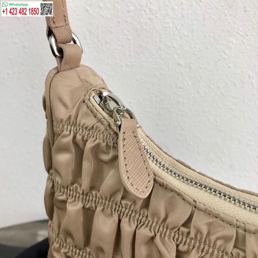 Replica Prada 1NE204 Prada Nylon and Saffiano Leather Mini Bag in Apricot