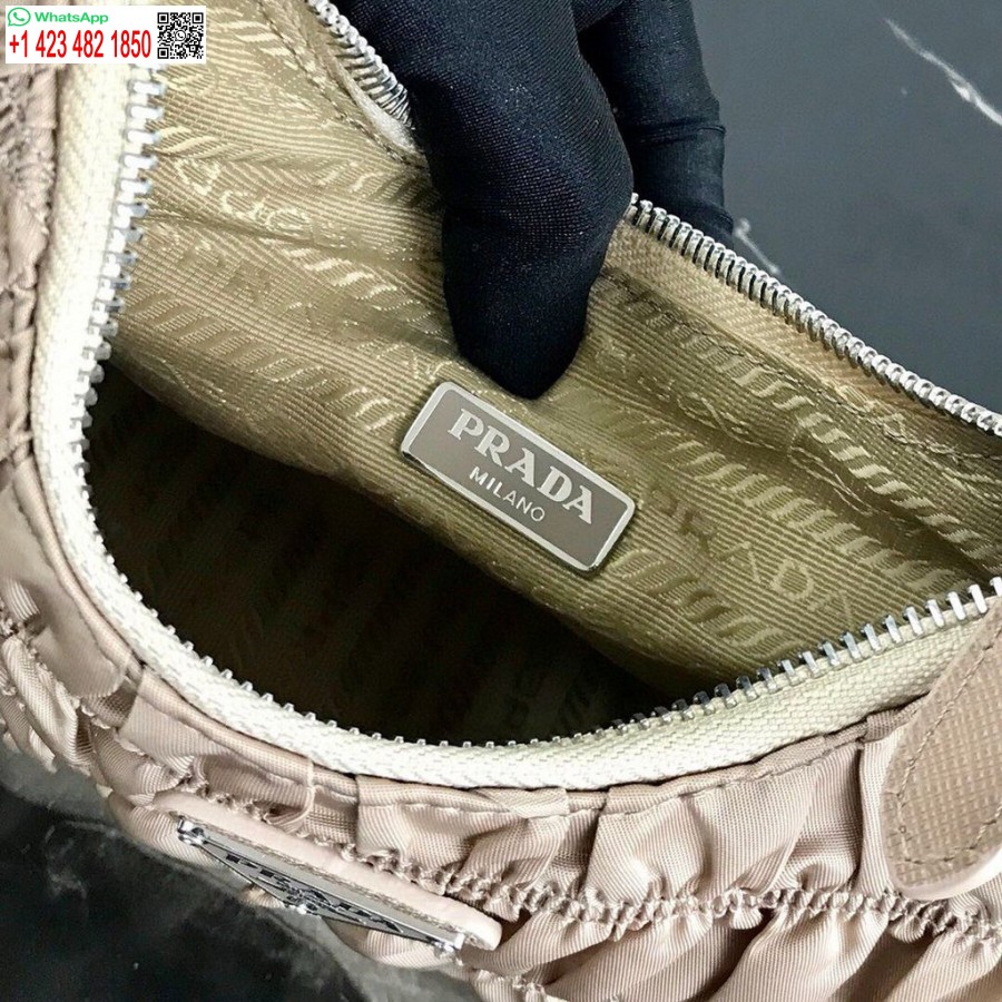 Replica Prada 1NE204 Prada Nylon and Saffiano Leather Mini Bag in Apricot