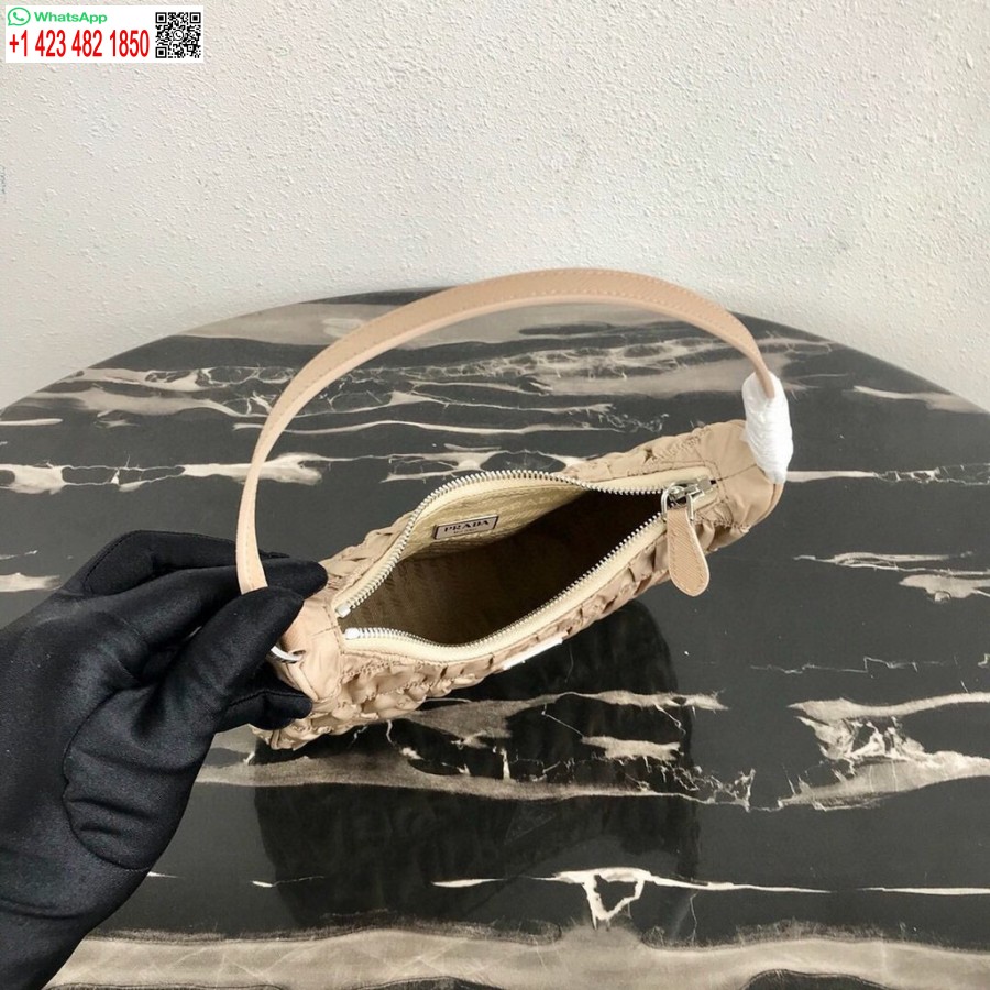 Replica Prada 1NE204 Prada Nylon and Saffiano Leather Mini Bag in Apricot