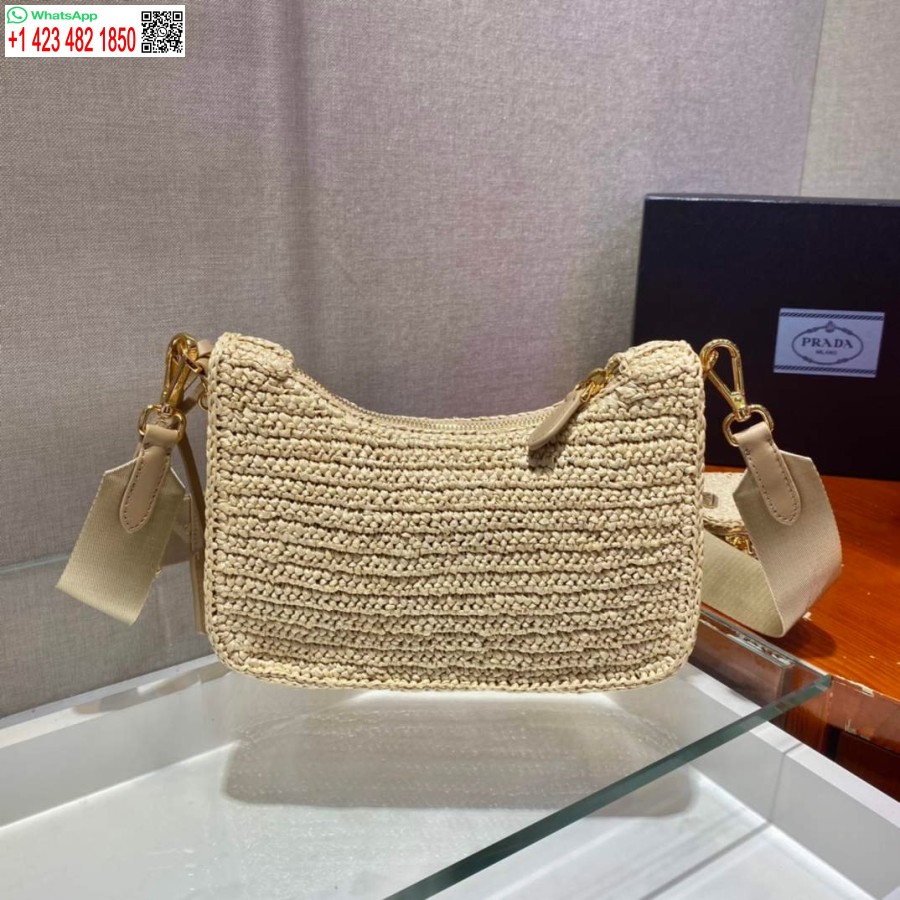 Réplique Prada 1bh204 Prada Réédition 2005 Sac En Raphia Abricot
