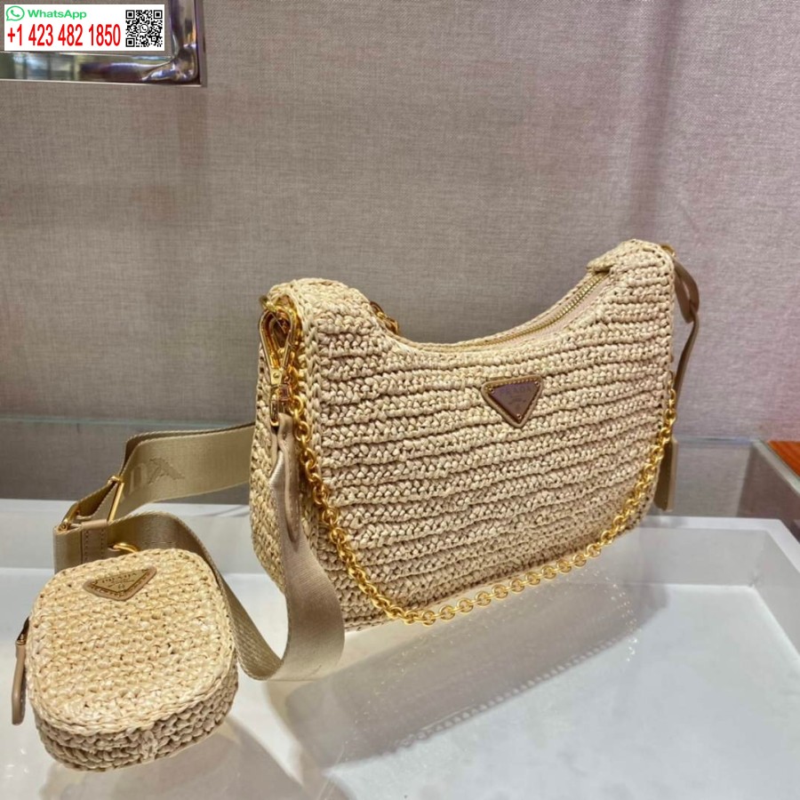 Réplique Prada 1bh204 Prada Réédition 2005 Sac En Raphia Abricot