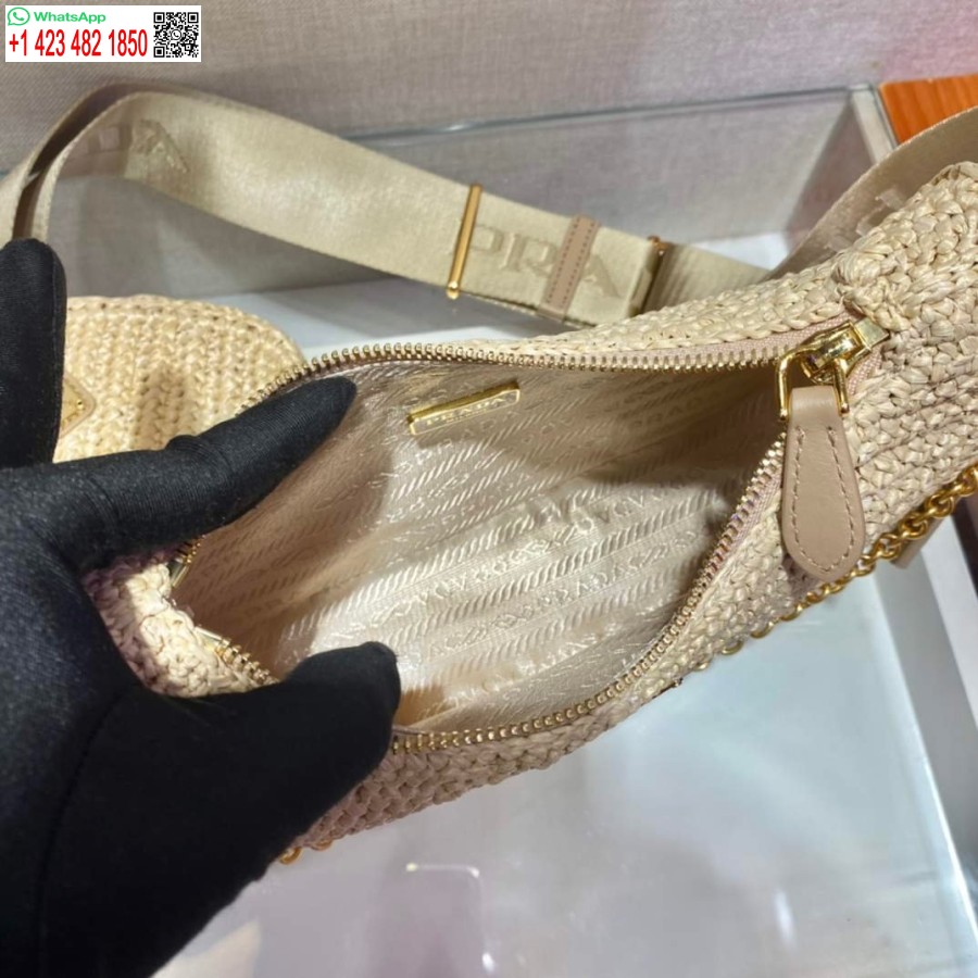 Réplique Prada 1bh204 Prada Réédition 2005 Sac En Raphia Abricot