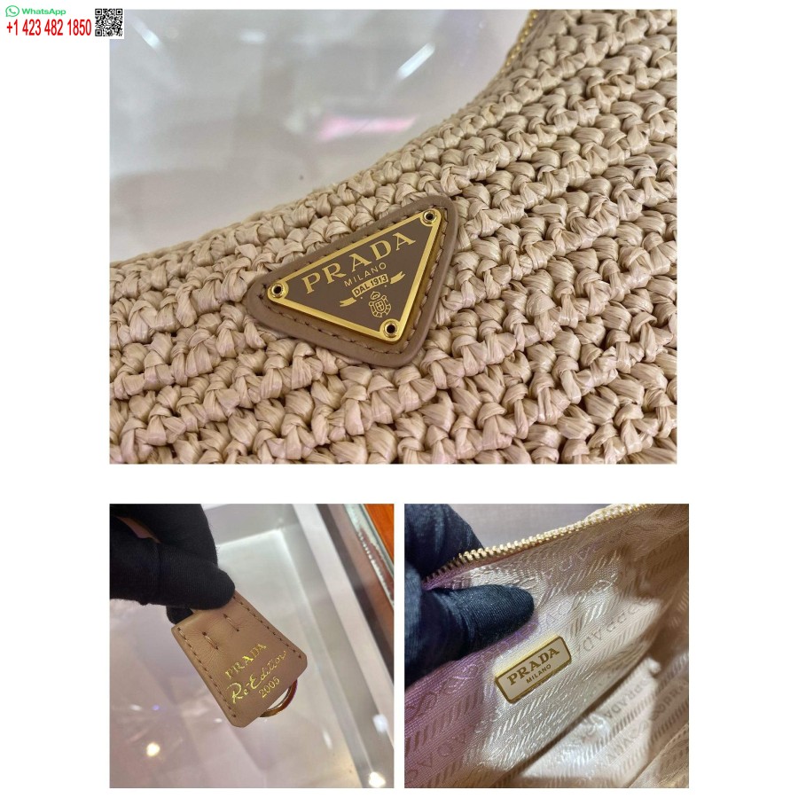 Réplique Prada 1bh204 Prada Réédition 2005 Sac En Raphia Abricot