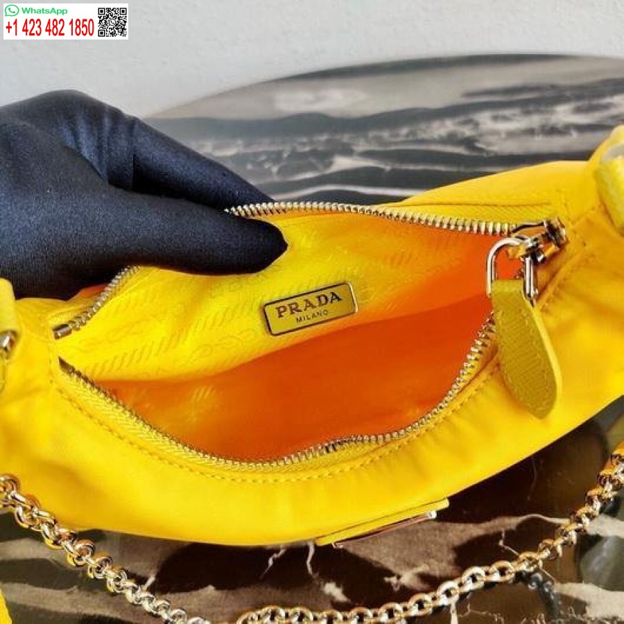 Replica Prada 1BH204 Prada Re-Edition 2005 Nylon Bag Yellow