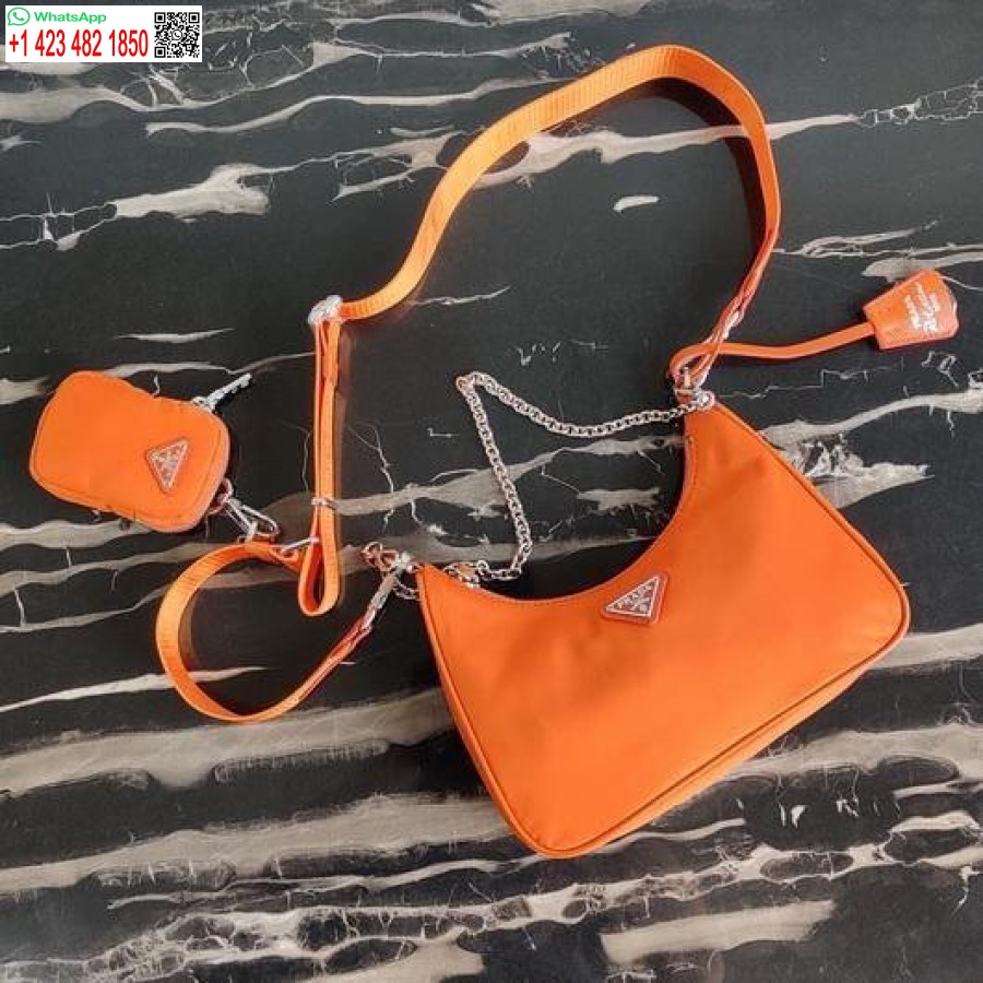 Replica Prada 1BH204 Prada Re-Edition 2005 Nylon Bag Orange