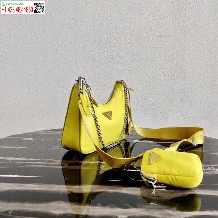 Replica Prada 1BH204 Prada Re-Edition 2005 Nylon Bag Light Yellow