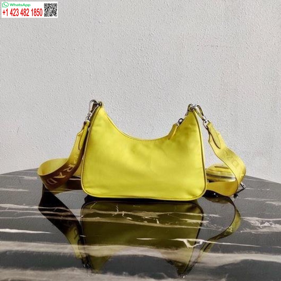 Replica Prada 1BH204 Prada Re-Edition 2005 Nylon Bag Light Yellow