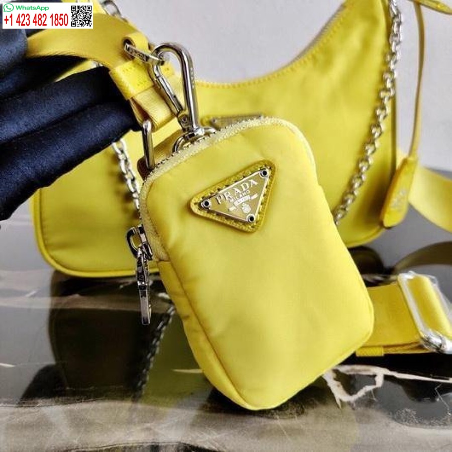 Replica Prada 1BH204 Prada Re-Edition 2005 Nylon Bag Light Yellow
